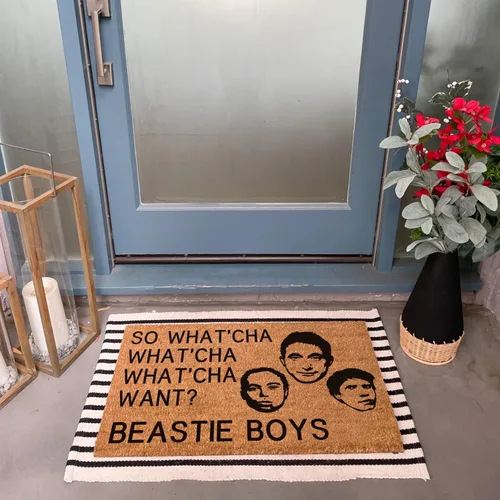 Vista 2 de Funny Beastie Boys 'So What'cha Want' Felpudo de bienvenida – Felpudo de fibra de coco, 23.6 x 15.7 pulgadas