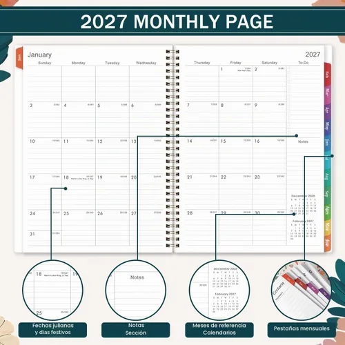 Vista 2 de Indeme 2027 Planner - 2027 Planner Weekly and Monthly, Jan 2027 - Dec 2027