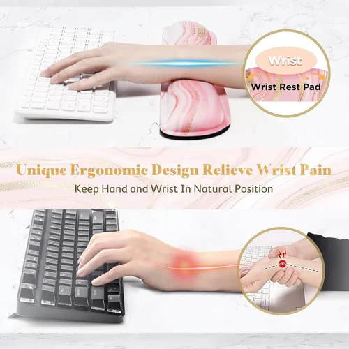 Vista 4 de Gimars Reposamuñecas para teclado de espuma viscoelástica gruesa de alta densidad 63D, reposamuñecas ergonómico extendido de 17.3 pulgadas con base