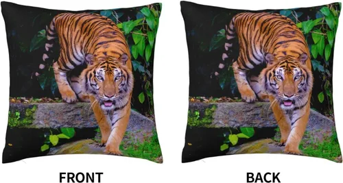 Vista 3 de VARUN Fundas de almohada de tigre feroz con estampado de animales salvajes y animales salvajes, funda de almohada decorativa para el hogar, sofá
