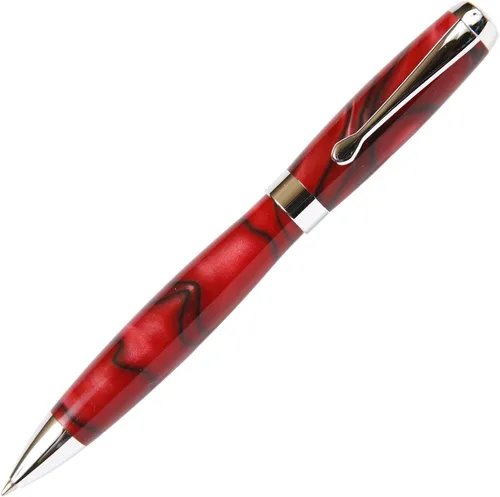Vista 7 de Lanier Tuscany - Bolígrafo con cuerpo brillante marmoleado negro y perla con detalles cromados, acción de giro y recambio de estilo Parker de 0.028