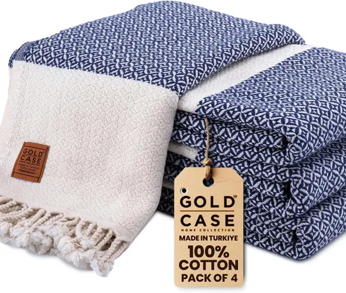 Vista 44 de Gold CASE - Juego de 4 Toallas de Mano Turcas para Baño, 20 x 40 pulgadas, Toallas de Baño 100% Algodón, Toalla Pequeña de Cocina Aphrodite