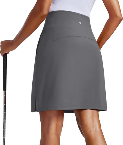 Vista 8 de PINSPARK Falda pantalón de 20 pulgadas para mujer, longitud a la rodilla, UPF 50+, faldas de golf con 3 bolsillos, cintura alta, falda pantalón