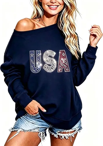 Vista 17 de Sudadera holgada de manga larga con hombros descubiertos para mujer de Halloween Gorro de Navidad negro