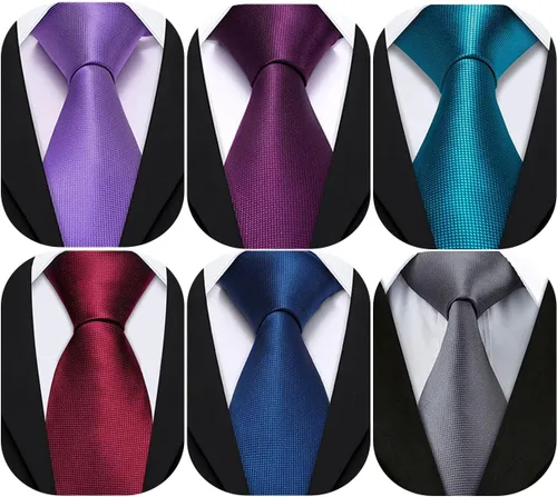 Vista 21 de Barry.Wang Juego de corbatas de seda para hombre, corbatas de boda de seda tejida formal de negocios casual (4/6/8PCS)