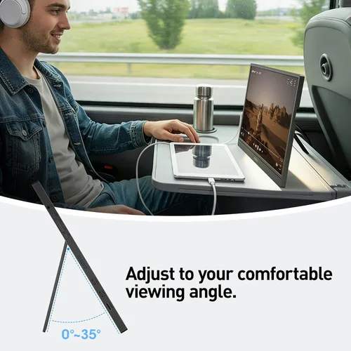 Vista 10 de KOORUI Monitor portátil de 15.6 pulgadas FHD 1080P IPS, segunda pantalla para viajes y oficina, monitor de juegos USB-C HDMI con soporte y altavoces