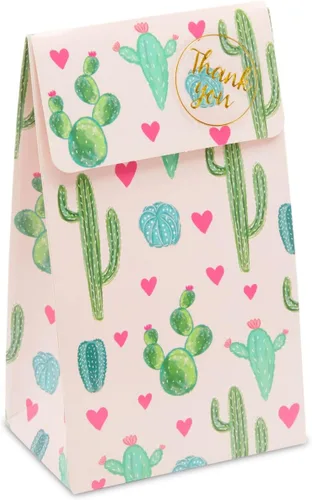 Vista 7 de Bolsas de regalo de cactus para fiesta de cumpleaños (rosa, paquete de 24)