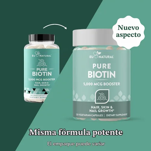 Vista 2 de Suplemento Biotin 0.00017 oz, 120 cápsulas vegetarianas (para el crecimiento del cabello, piel y uñas) Biotina de alta potencia para apoyar