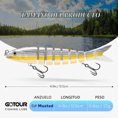 Vista 2 de GOTOUR Jointed Swimbaits, Easy Catch Fishing Lures for Bass Trout Crappie A1-5"-0.9oz