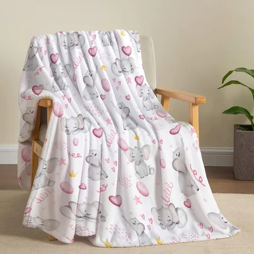 Vista 3 de Manta de elefante con globos, manta de franela súper suave y ligera para niños, adultos, adecuada para sofá, cama, campamento, viajes, todas