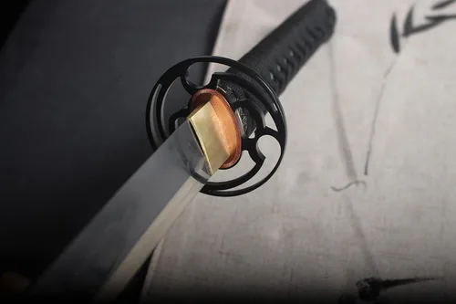 Vista 8 de Katanas japonesas de tres clips de acero, espadas japonesas hechas a mano de espiga completa de 41 pulgadas, espadas funcionales Catana