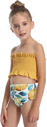 Vista 3 de Lemoonlemone - Conjunto de bikini para niña con volantes, trajes de baño de dos piezas para niñas
