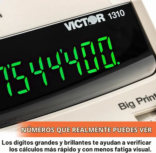 Vista 3 de Victor 1310 Calculadora de Impresión de Números Grandes, Pantalla LED de 12 Dígitos, Impresión Rápida sin Tinta (8.0 LPS), Teclas