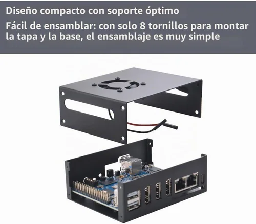 Vista 6 de GeeekPi Orange Pi 5 Plus - Funda con ventilador de refrigeración, carcasa de metal con disipadores de calor compatibles con Orange Pi 5 Plus
