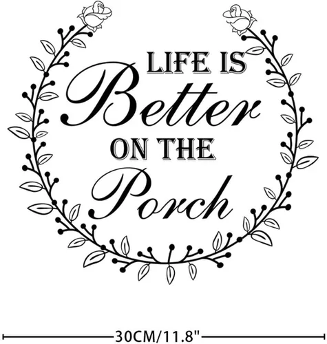 Vista 5 de Calcomanías de pared con texto "Life is Better On The Porche" extraíble para dormitorio, decoración del hogar Estilo-5