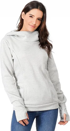 Vista 4 de Sudadera con capucha de maternidad para mujer de manga larga con cremallera para lactancia ropa casual con bolsillo