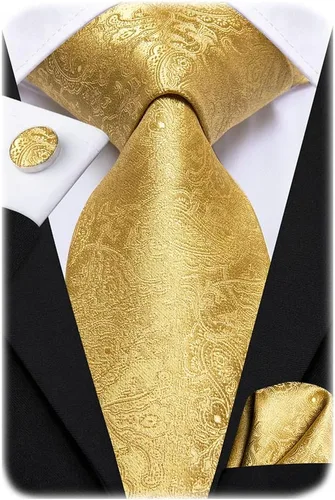 Vista 169 de Hi-Tie Corbata clásica de cachemira para hombre con pañuelo y gemelos a cuadros