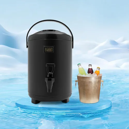Vista 8 de Dispensador de bebidas aislado de acero inoxidable de 8/10/12 L, dispensador de bebidas calientes y frías con termómetro para café, té, leche, agua