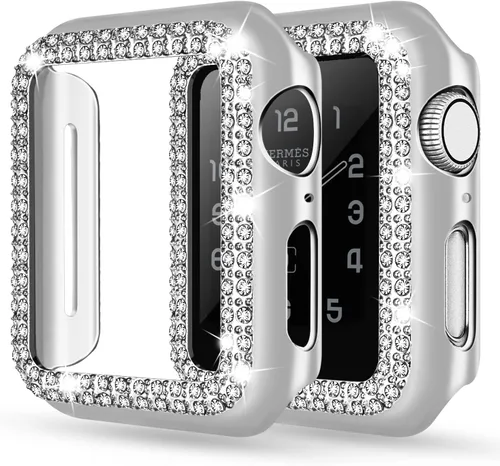 Vista 10 de Adepoy - Funda Compatible para Apple Watch de 1.496 Pulgadas Serie 3/2/1, con Brillantes, Funda Protectora con Marco de Pantalla para Mujer, Niña