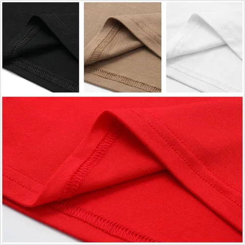 Vista 4 de Formeet17 4 piezas de camisetas cortas básicas con cuello redondo y manga casquillo para mujer