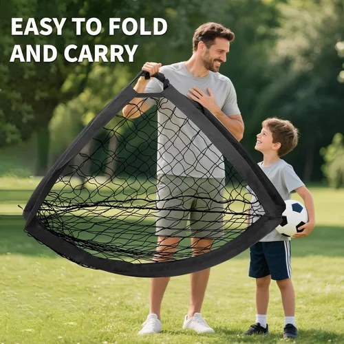 Vista 8 de 2 Set Kids Soccer Goals for Backyard with Training Equipment, Portable Foldable Practice Nets with Ball, Dice & Mat, Cones, Air Pump and Carry Bag