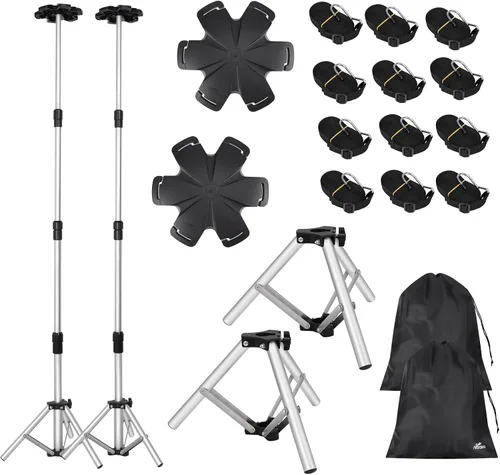 Vista 8 de Affordura - Poste de soporte para cubierta de barco extra alto con base de trípode de metal y parte superior hexagonal, postes ajustables de 27-71