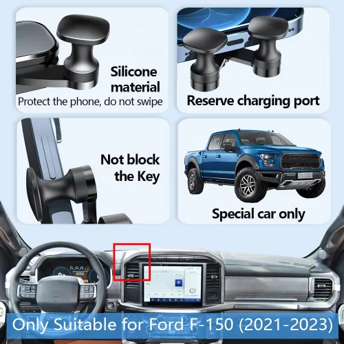 Vista 5 de Soporte de teléfono de coche para Ford F-150 F150 Mobile Phone Mount Truck 2021 2022 2023 2024 2025 【No compatible con King Ranch 2024-2025, Raptor】