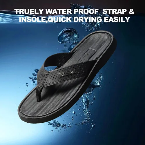 Vista 4 de MALIDA Chanclas antideslizantes para hombre para baño, ducha, impermeables, de espuma amortiguada, para interiores y exteriores, sandalias de tanga