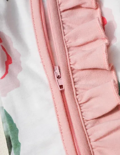 Vista 6 de Ropa de bebé recién nacida para bebé niña de manga larga con volantes y diadema