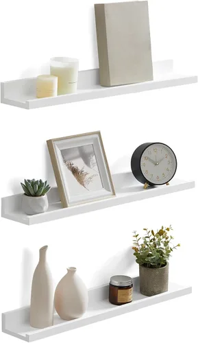 Vista 11 de SONGMICS CUSTOS Collection - Estantes flotantes, juego de 3 estantes de pared, 15 pulgadas de ancho, para marcos de fotos y baratijas, para sala
