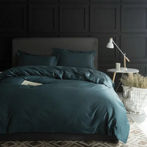 Vista 27 de Juego de ropa de cama de lujo de algodón egipcio, de color liso, de satén de alta densidad de hilos largos, sedoso, suave, transpirable, de primera