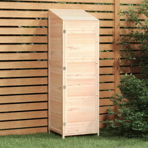 Vista 12 de Cobertizo de almacenamiento de madera para jardín, gabinete de almacenamiento de abeto de madera maciza, cobertizo de herramientas de madera