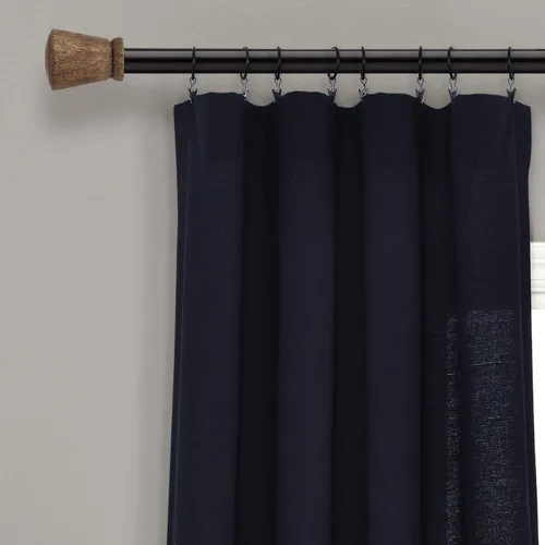 Vista 2 de Lush Decor - Cortinas de lino con botones de estilo granja, panel individual, diseño plisado de dos tonos de 40 pulgadas de ancho x 108 pulgadas