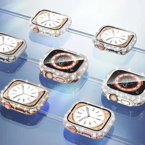 Vista 8 de LETOID - Funda impermeable para Apple Watch Ultra/Ultra 2, protector de pantalla de 1.929 in, funda protectora de cristal duro frontal con diamantes