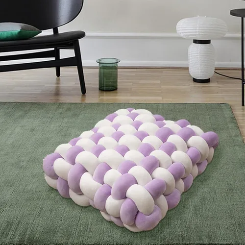 Vista 7 de Almohada decorativa cuadrada con nudo de 13 pulgadas, almohada anudada de terciopelo negro, almohada de piso de 8 bolas para sala de estar, ventana