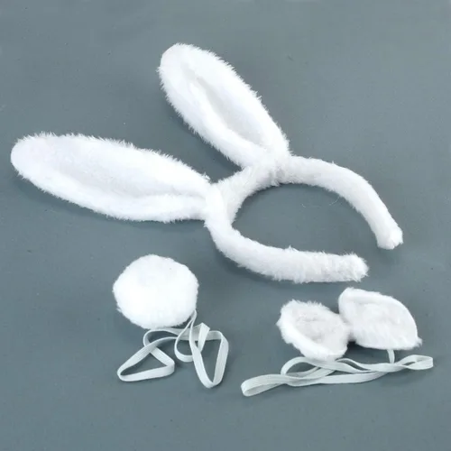 Vista 2 de BinaryABC - Accesorios para disfraz de conejo, diadema, moño y rabo de conejo, disfraz de Halloween, accesorios de disfraces