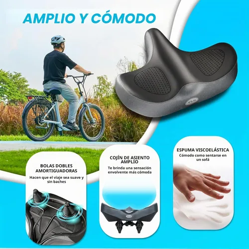 Vista 4 de YLG - Asiento de bicicleta de gran tamaño, cómodo asiento de bicicleta, sillín de repuesto de bicicleta con espuma viscoelástica, sillín