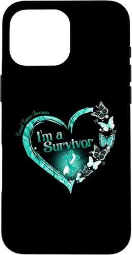 Vista 19 de Teal Ribbon Butterfly Cervical Cancer I'm A Survivor Case for iPhone 17