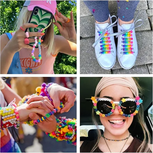 Vista 7 de QUEFE Kit de pulseras de 4680 piezas de cuentas de pony para hacer pulseras de amistad, juego de 120 colores de cuentas Kandi para hacer joyas, 3840