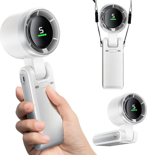 Vista 10 de Mini ventilador portátil de mano, potente ventilador turbo plegable de viento, batería de 10000 mAh y velocidad de 50000 RPM, ventilador personal