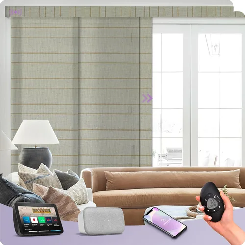 Vista 12 de Graywind Paneles deslizantes motorizados opacos compatibles con Alexa Google, persianas de riel para puertas corredizas de patio