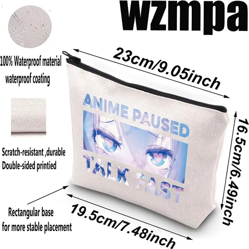 Vista 2 de WZMPA Bolsa de maquillaje para fanáticos del anime, regalo de anime para cosplay, anime, habla en pausa, bolsa de maquillaje rápida con cremallera