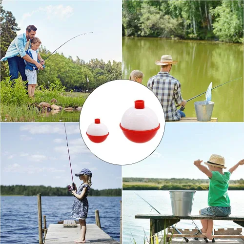 Vista 5 de 60 flotadores de pesca, bobber de pesca de ABS duro a granel, flotadores redondos de boya con botón para accesorios de aparejos de pesca, 1/1.5