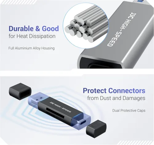Vista 6 de Lector de tarjetas SD para iPhone/ipad/MacBook, múltiples conectores de luz y USB-C 3.0 y USB-A 2.0 memoria SD TF lector de tarjetas SD TF lector