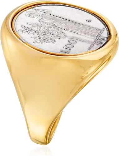 Vista 3 de Ross-Simons Italian Andiamo 14kt Yellow Gold Over Resin 100-Lira Coin Ring