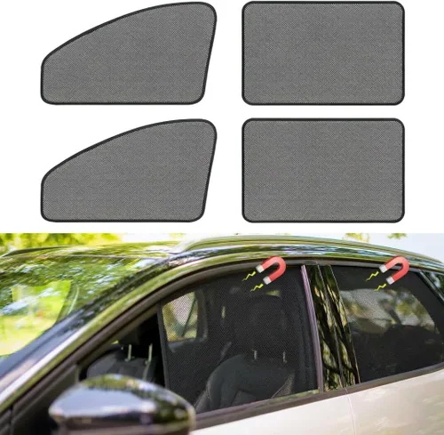 Vista 8 de Cortinas de auto para ventana lateral, 4 parasoles magnéticos de privacidad 100% bloquean la luz del automóvil con sensación más fresca