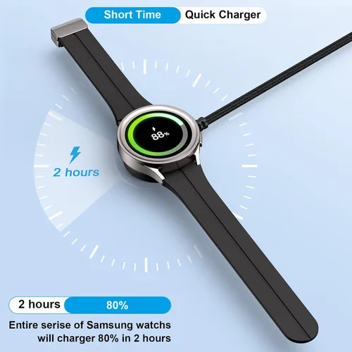 Vista 2 de Cargador de reloj Galaxy de carga rápida para Samsung Galaxy Watch 8/8 Classic/Ultra/7/6/6 Classic/5/5 Pro/4, cable de carga inalámbrico magnético