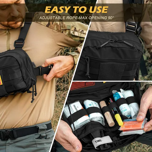 Vista 3 de Bolsa de pecho para hombre, mochila táctica para el pecho Molle con funda oculta para pistola
