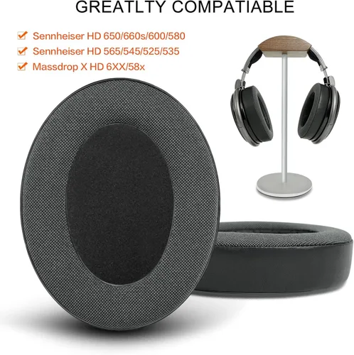 Vista 2 de Gvoears - Almohadillas de repuesto para auriculares Sennheiser HD650/HD600/HD660S/HD545/HD525/HD535, almohadilla para auriculares también apto