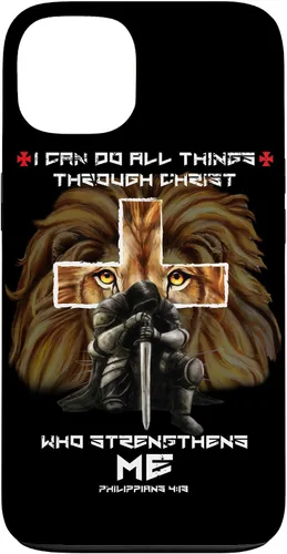Vista 7 de Fundas para iPhone 11 Christian Phone Cases Men Bible Verse Philippians 4:13 Lion Case
